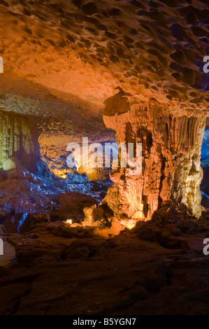 Hang Sung Sot or Surprise Grotto  - Bo Hon Island - Halong Bay, Vietnam Stock Photo