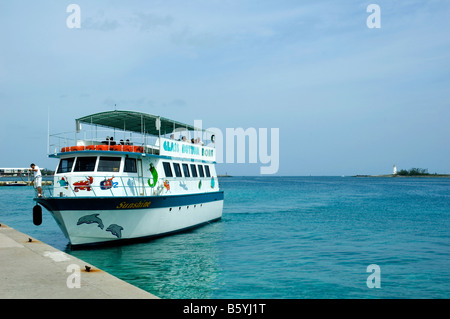 Glass Bottom Boat, Prince George Wharf, Nassau, Bahamas Stock Photo