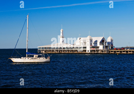 Geelong Scenic / Cunningham Pier is on the Waterfront in Corio Bay.Geelong Victoria Australia. Stock Photo