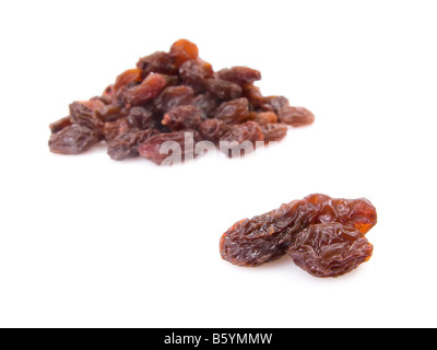Pile of raisins isolated on white background Stock Photo