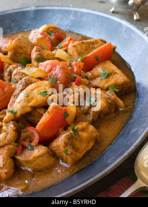 Chicken Bhoona in a Pewter dish Stock Photo