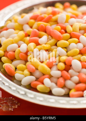 Dish of Sugar Coated Fennel Seeds Stock Photo