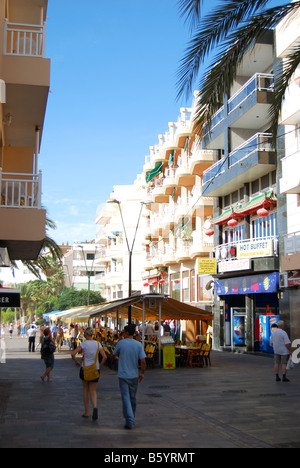Beach promenade restaurants, Los Cristianos, Tenerife, Canary Stock ...