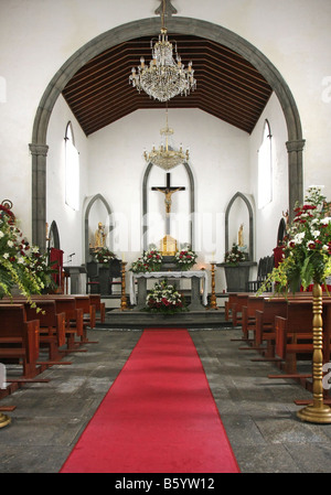 Inside Igreja de São Nicolau - The church of Santa Claus, Sete Cidades, São Miguel, Azores, Portugal Stock Photo