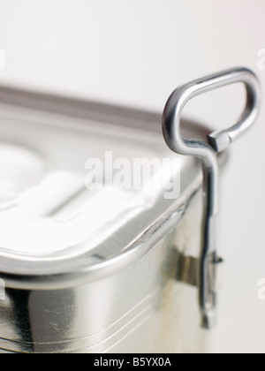 Close Up Of Opener On Tin Can Stock Photo