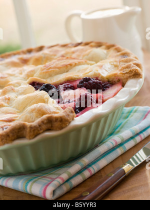 Hot Blackberry and Apple Pie Stock Photo