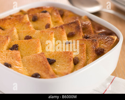 Bread and Butter Pudding in a Dish Stock Photo