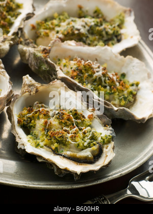 Platter of Oysters Rockefeller Stock Photo