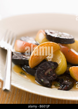 Black Pudding Apples and Cider Stock Photo