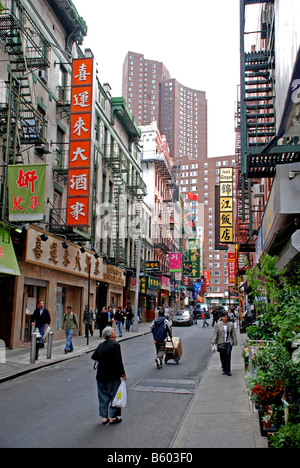 China Town Lower east side new york city street scene Stock Photo