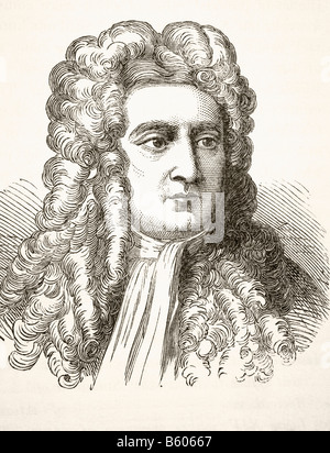 Sir Isaac Newton, 1642 - 1727. English physicist and mathematical scientist. Stock Photo