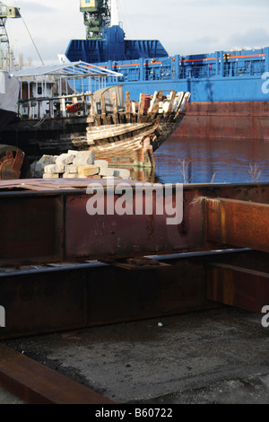 Abandoned ship in Stocznia Gdańsk Stock Photo