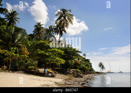 A VIEW OF THE MOUNTAIN GROS PITON FROM FORBIDDEN BEACH AT THE JALOUSIE PLANTATION RESORT ST LUCIA Stock Photo