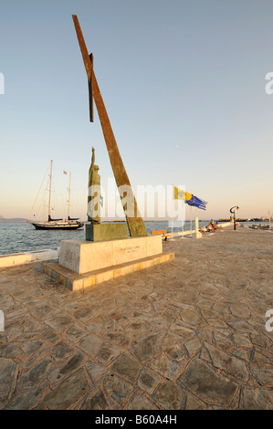 The statue of Pythagoras in the village of Pythagorion on the island of Samos in Greece Stock Photo