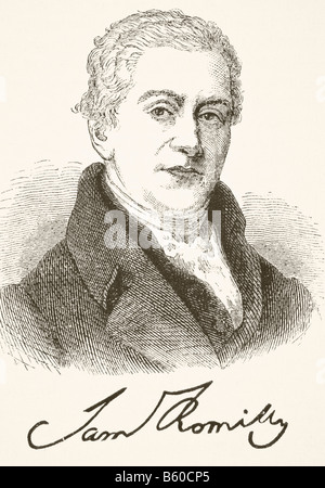 Sir Samuel Romilly, 1757 - 1818. English legal reformer.  Portrait and signature Stock Photo