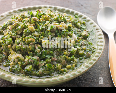 Dish of Salsa Verde Stock Photo