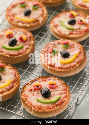 Smiley Faced Pizza Muffins Stock Photo