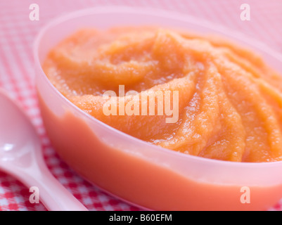 Carrot and Swede Baby Food Puree Stock Photo