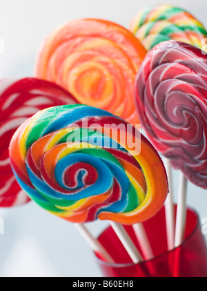 Spiral Fruit Lollipops Stock Photo