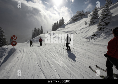 Skiers on the slopes of Zell an See Salzburg Austria Europe ski safari Stock Photo