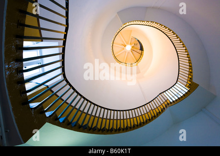 A view up the spiral staircase inside the lighthouse at Southwold, Suffolk Stock Photo