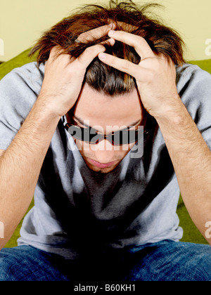 Worried Man Wearing Sunglasses Model Released Stock Photo