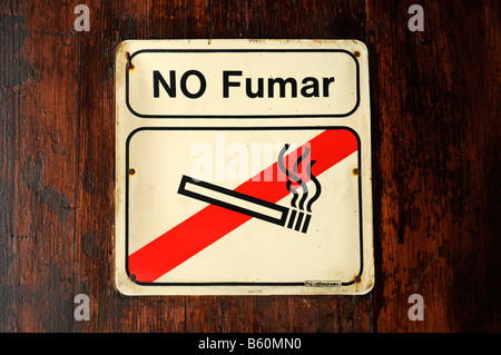 No Fumar, old No Smoking sign, Spain, Europe Stock Photo