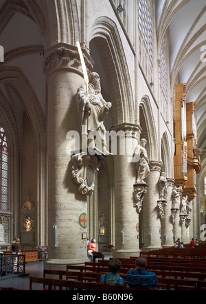 interior shot of Cathedral of St Michel Brussels Brabant Belgium Stock Photo