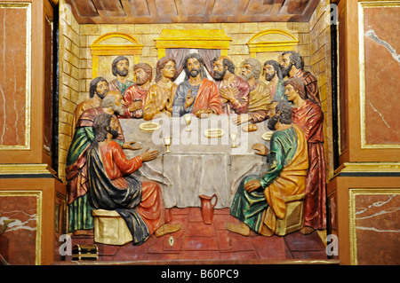 The Last Supper, Biblical representation of Jesus and the Apostles, Church of Saint Nicolas, Cuenca, New Castile-La Mancha Stock Photo