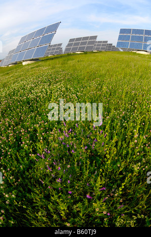 World's largest solar panel field, near Arnstein, Bavaria Stock Photo