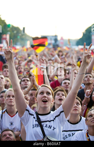 Fans watching the final game of the football EM on the Berlin fan mile, Berlin Stock Photo