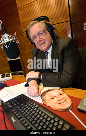 ed doolan from radio wm studios in the a mail box on its first day of broadcast Stock Photo