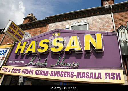 hassan fast food kebab shop on the dudley road in birmingham Stock Photo