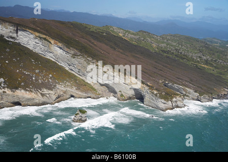 Coast south of Cape Farewell NW Nelson Region South Island New Zealand aerial Stock Photo
