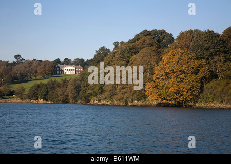 trelissick house from river fal cornwall Stock Photo