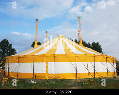 circus tent yellow and white Stock Photo