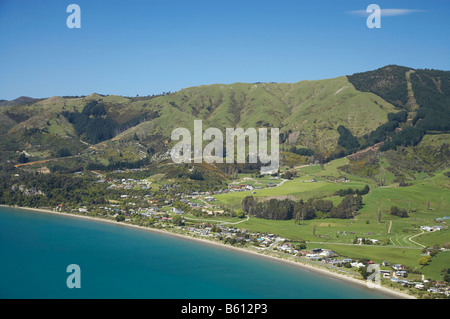Pohara near Takaka Golden Bay Nelson Region South Island New Zealand aerial Stock Photo