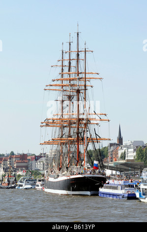 Sedov, the largest sailing ship in the world, view of the stern in Hamburg Harbour, Cruise Days 2008 in Hamburg Harbour Stock Photo