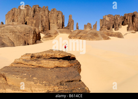 Rock formations in Tin Akachaker, Tassili du Hoggar, Wilaya Tamanrasset, Algeria, Sahara, North Africa Stock Photo