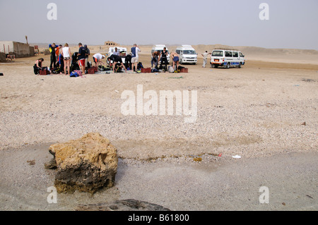 jeep safari in egypt, scuba diver son the beach Stock Photo