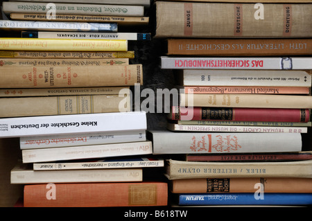 Piles of old or antique books Stock Photo