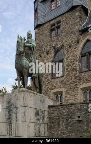 Equestrian statue of Count Engelbert II von Burg, Archbishop of Cologne in Burg Castle, Burg an der Wupper, Solingen Stock Photo