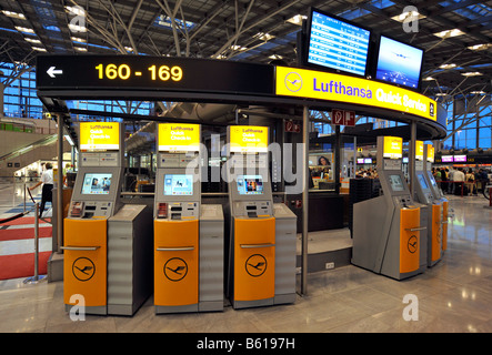 Lufthansa check-in terminals and counters, Stuttgart Airport, Baden-Wuerttemberg Stock Photo