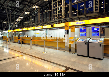 Check-in counters, Stuttgart Airport, Baden-Wuerttemberg Stock Photo