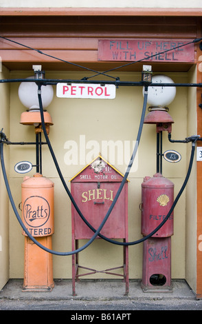 Old Vintage Shell Gasoline Gas Fuel Petrol Pumps Stock Photo