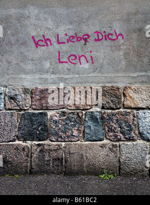 Ich Liebe Dich graffiti I Love You in German writing on wall Germany Stock Photo