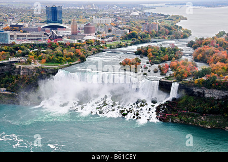 Aerial View of the American Niagara Falls from Skylon Tower Ontario Canada Stock Photo