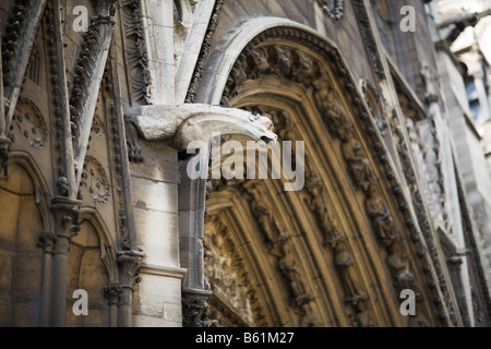 Gargoyles look down from the exterior walls of Paris’ Cathedral of Notre-Dame Stock Photo