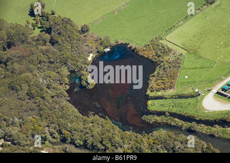 Pupu Springs Te Waikoropupu Springs near Takaka Nelson Region South Island New Zealand aerial Stock Photo