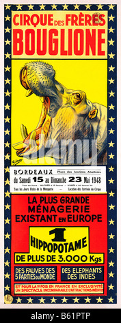 Cirque des Freres Bouglione 1948 poster for the Bouglione Brothers French travelling circus and menagerie in Bordeaux Stock Photo